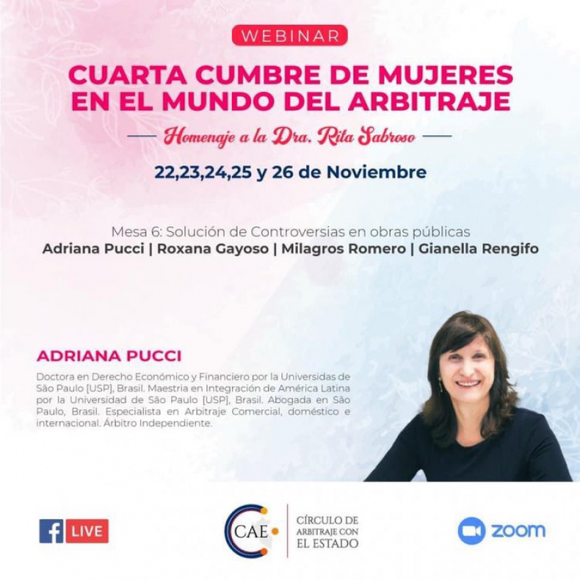 Webinar “Cuarta Cumbre de Mujeres en el Mundo del Arbitraje – Homenaje a la Dra. Rita Sabroso”