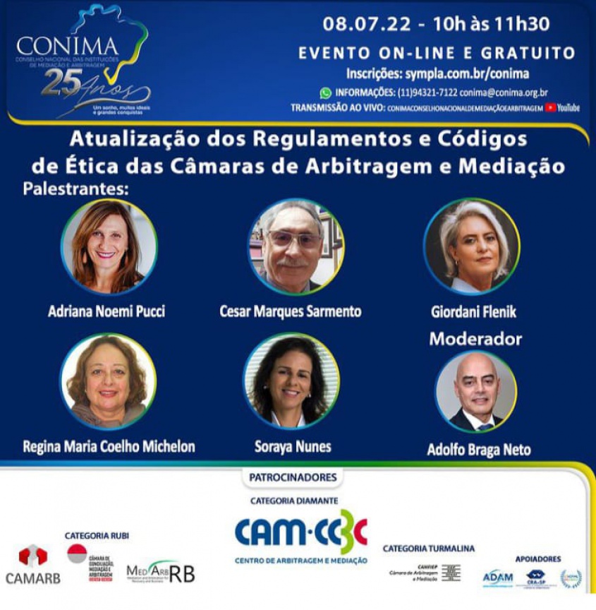 Evento sobre “Atualização dos Regulamentos e Códigos de Ética das Câmaras de Arbitragem e Mediação” - CONIMA