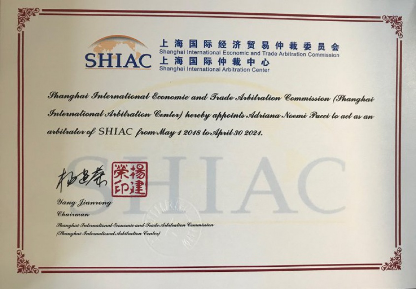 A Comissão Internacional de Arbitragem Econômica e Comercial de Xangai (Shanghai International Arbitration Centre) nomeou Adriana Noemi Pucci para atuar como árbitra da SHIAC