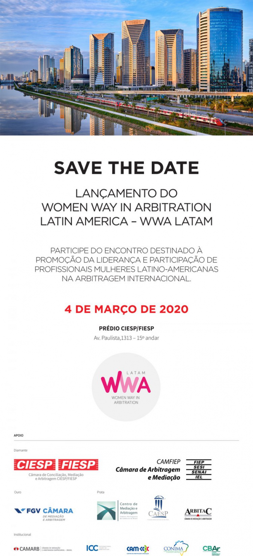 Save the date: Lançamento do Women Way in Arbitration Latin America - WAA LATAM